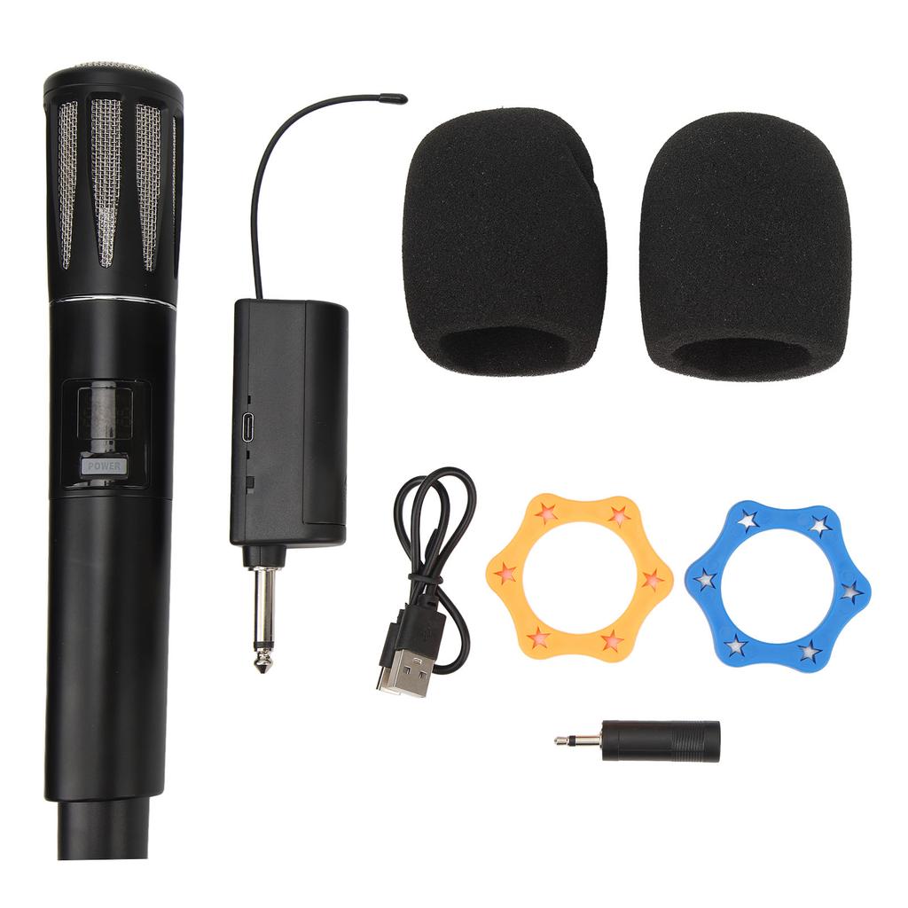 Professional Wireless Microphone Black UHF Dynamic Handheld Microphone for Performance Home