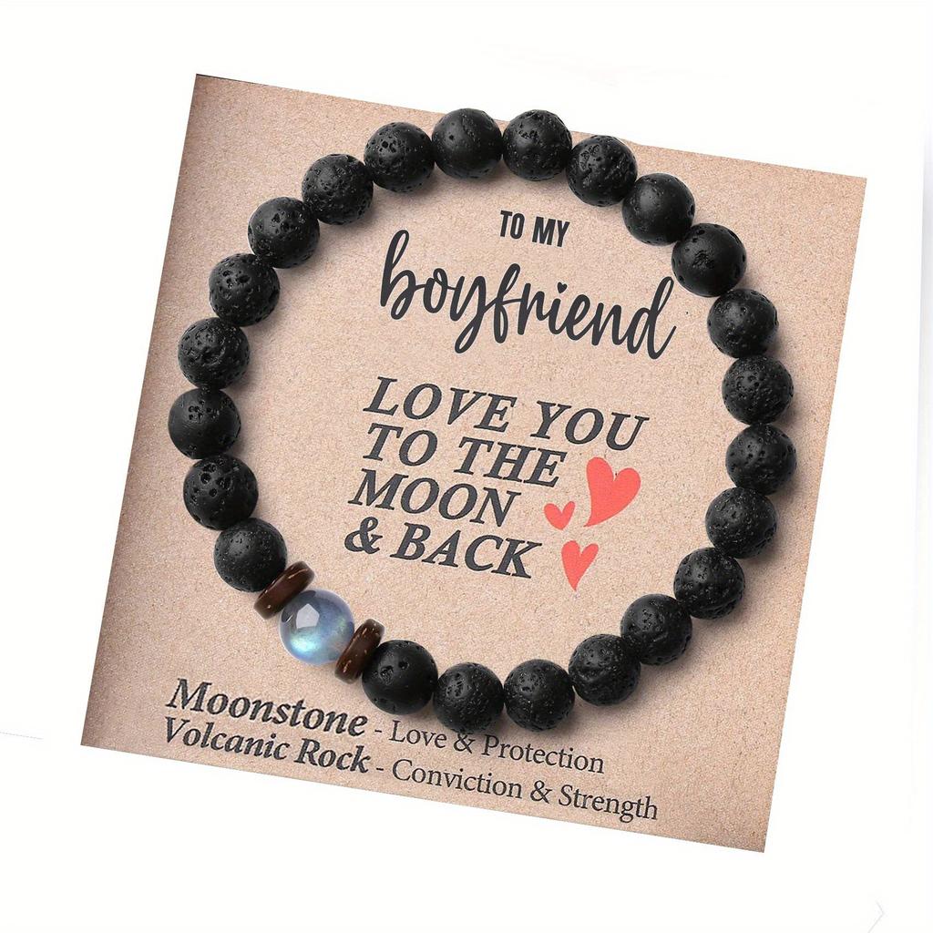 Für meinen Sohn Armband von Mama Armband Naturvulkanstein Armband Lavastein Armband Trendiger Schmuck Geschenk für Papa/Ehemann/Sohn