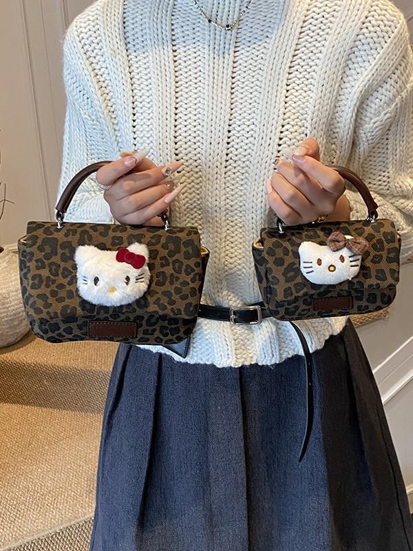 Leopard Print Parent-Child Crossbody Bag: 2025 New Cartoon Cat Design, Mini Phone Holder for Kids