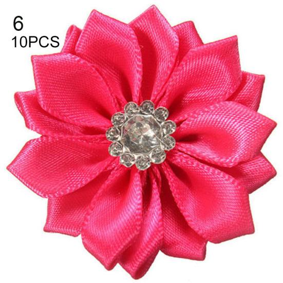 10 Uds. 4cm cinta de raso flores brillantes apliques de diamantes de imitación DIY artesanía de boda