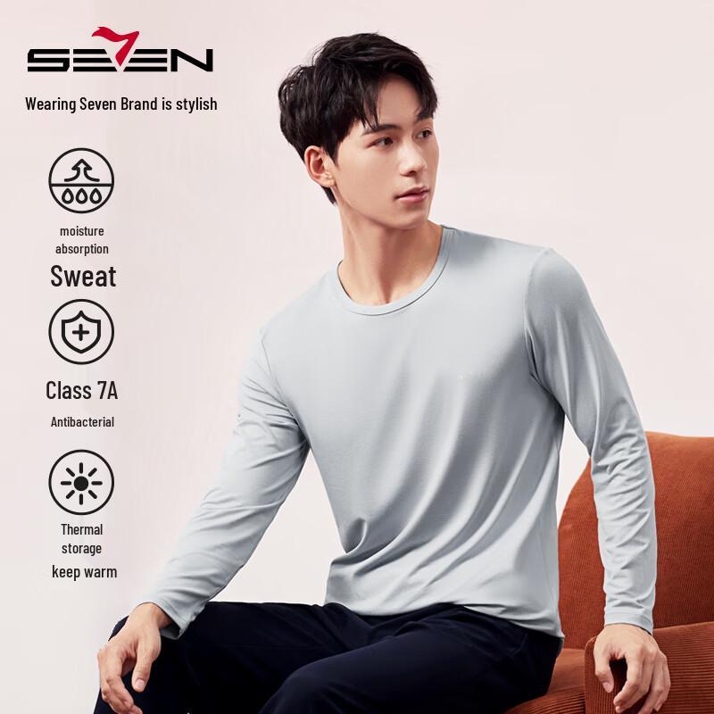 Septwolves Men s Thermal Round Neck Long Sleeve Base Layer Top 2XL