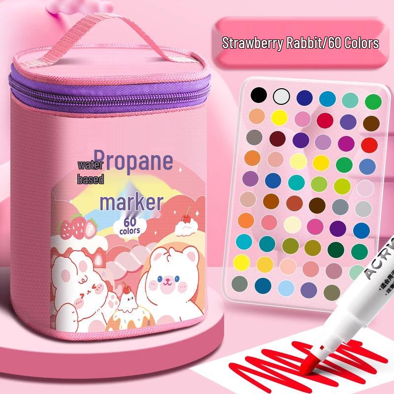 Acrylic Marker and Colored Pencil Set: 24 Opaque Colors, 36 Paint Brushes for Kindergarten Art