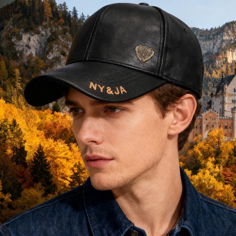 Autumn Winter Men's Velvet Warm Baseball Cap Women Leather Cap Outdoor Cotton Cap