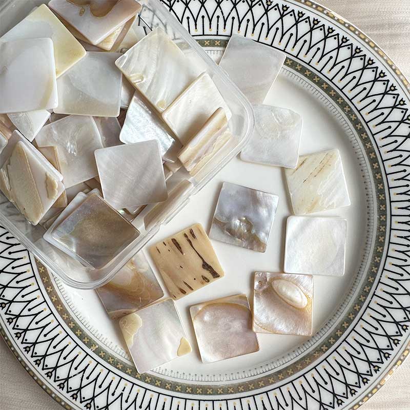 100g Square Mother of Pearl Mosaic Tiles Natural Shell Square Mosaic Pieces for Home Decoration Crafts materials hobbies 97