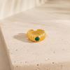 Vintage Green Natural Stone Chunky Wide Open Ring for Women Gold Plated Stainless Steel Fashion Statement Jewelry Gifts