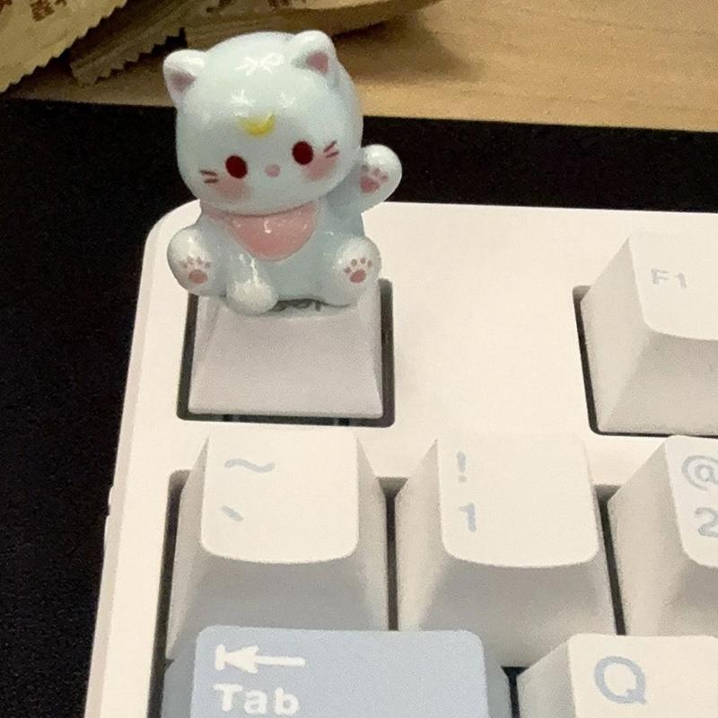 3D Mechanical Keyboards Creative Cartoon Cats Head Gamer Keyboards Keycaps for Office Decompression