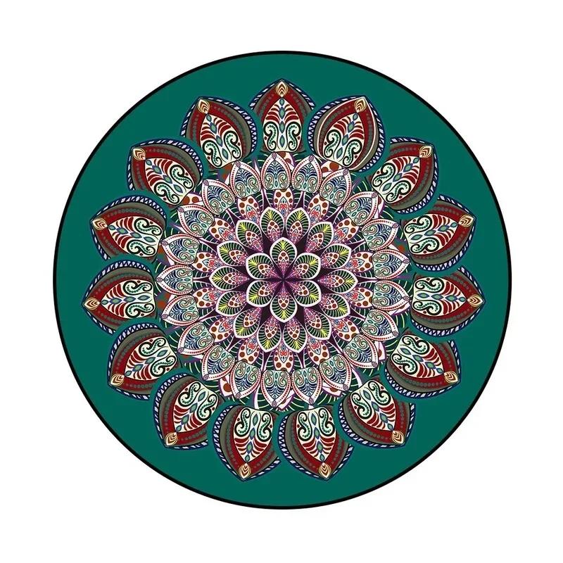 Bohemian Mandala Round Carpet Geometric Ethnic Flowers Round Rug Vintage Floor Mat Living Room Bedroom Dorm Home Decor Chair Mat