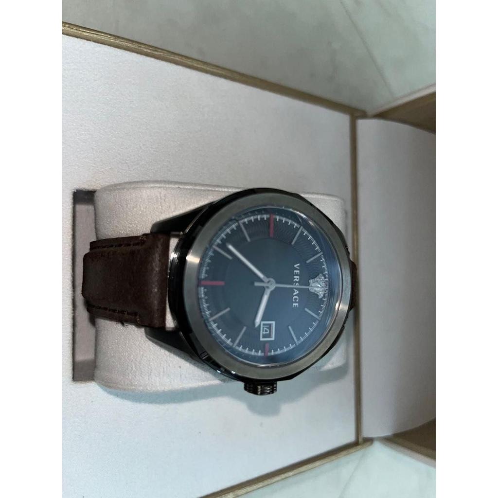 Used VERSACE GLAZE Quartz Men's Gray VERA00418 Clock Watch Luxury Watch Brand