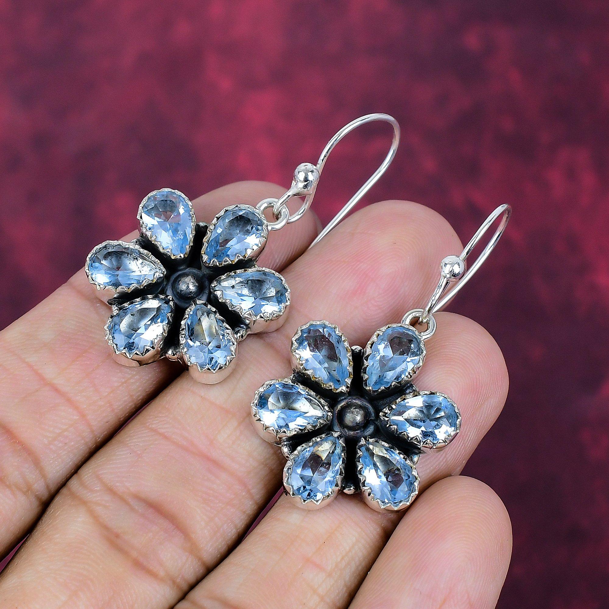 

Серьги ручной работы с драгоценными камнями танзанит, серьги из цельного серебра 925 пробы, антикварные ювелирные изделия, серьги для подарка на помолвку 1.77 Inches синий