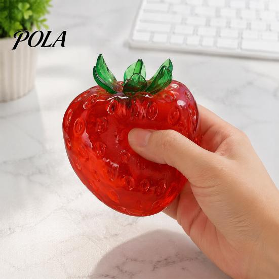 Red Strawberry Sensory Toy Clear Stress Ball Toy, Giant Pink Squeeze for Relieve Stress, Fake Fruit Fidget Relaxation Hand