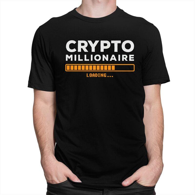 Crypto Millionaire Loading Tshirts for Men Short Sleeves T Shirt Fashion Bitcoin Tshirt 100 Cotton Tee Valentines Day Gift
