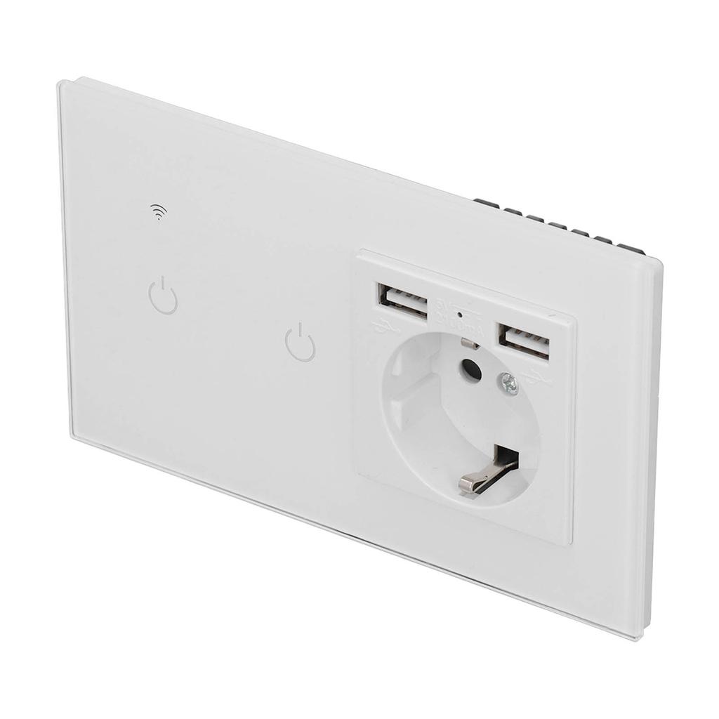 WLAN Smart Schalter mit Dual-USB Unterputz-Wandsteckdose APP Sprach-Touch-Steuerung Standard AC100-
