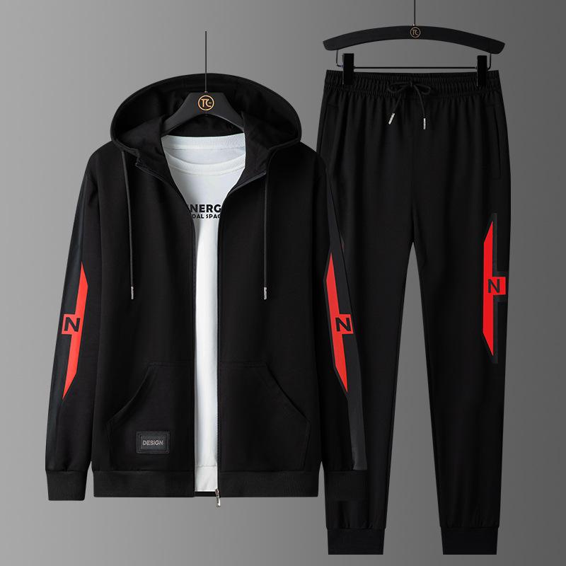 Men's Trendy Plus Size Sports Suit: Hooded Sweatshirt & Pants (L-8XL) for Spring/Autumn