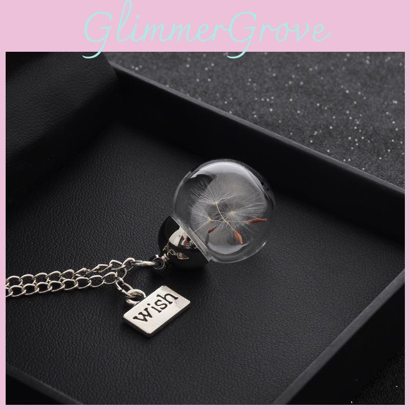 Elegancka Kryształowa Szklana Kopuła Ręcznie Robiony Naszyjnik z Dmuchawcem DIY na Wyjątkowy Prezent