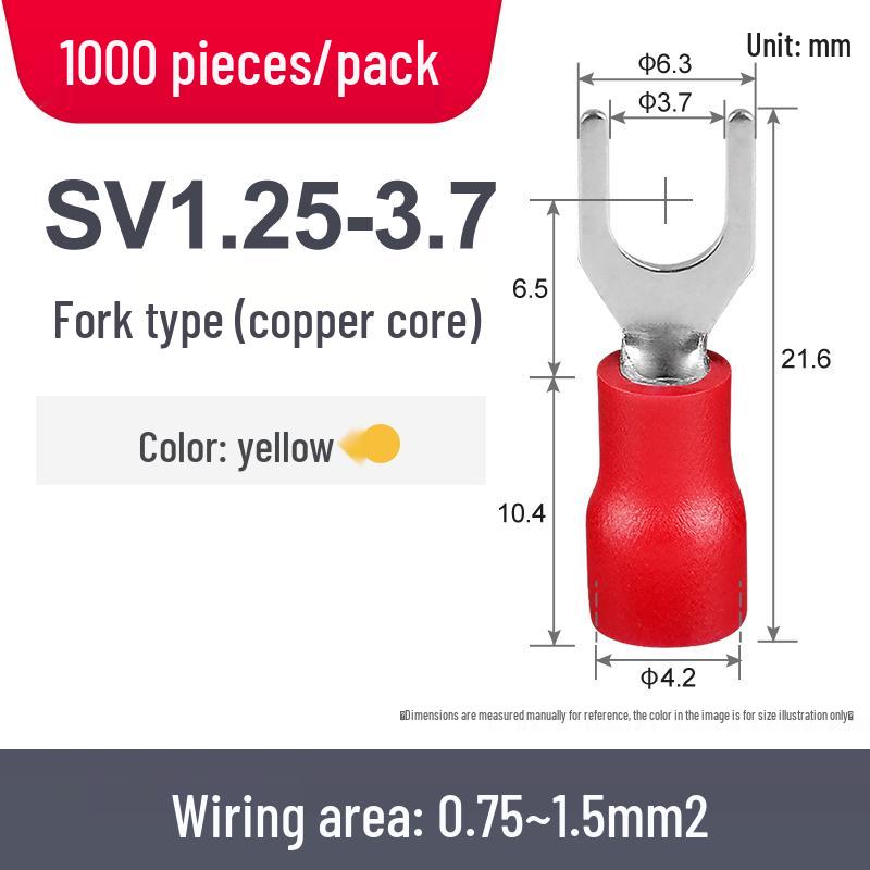 SV1.25-3/4S European Pre-insulated U/Y-shaped Copper Crimp Terminal