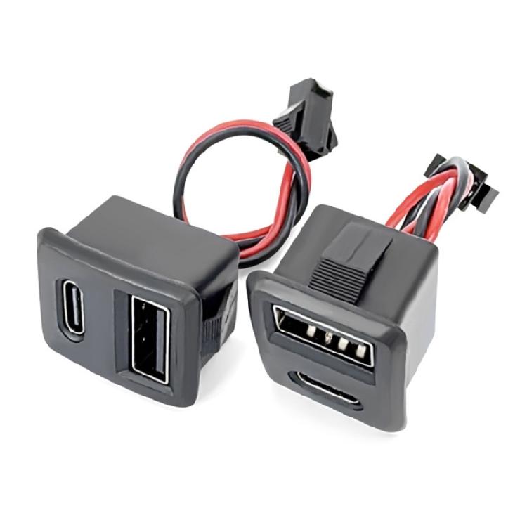 2Pcs USB 2.0 And Type C Female Connector Female USB Lamp Charging Power Socket For Home And Office Electronics