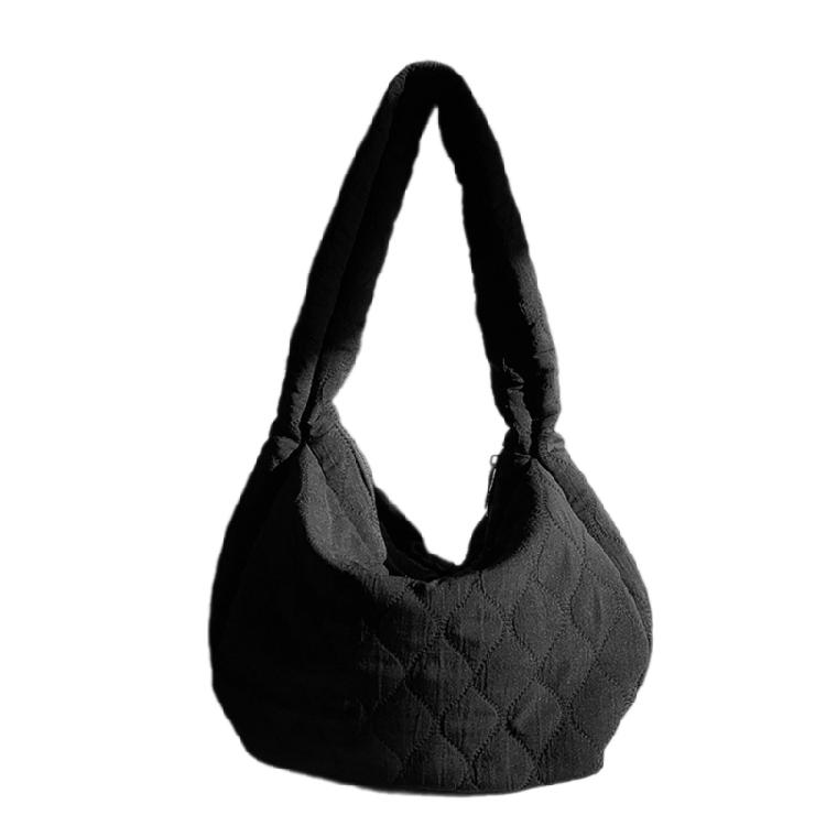 Quilted Shoulder Bag for Women Girl Dumpling Bag Fashion Trendy Travel Bag чёрный