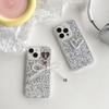 Pearl bow pendant love mobile phone case for Iphone16Promax Epoxy sequins Apple 17 women's models