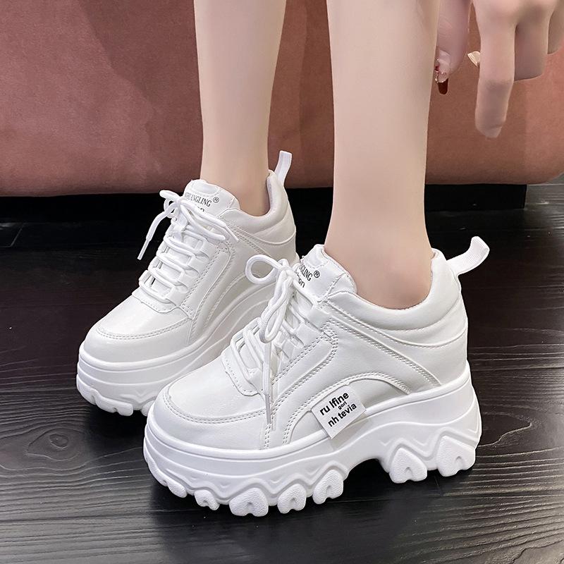 Damen Plateau Dad Schuhe - Frühling/Herbst 2021 Schnür-Sport-Freizeit-Sneaker, Koreanischer Stil für Studentinnen