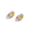 Vintage Rose Gold Separation 8-figure Garland  Yellow Zirconium Clip Earrings