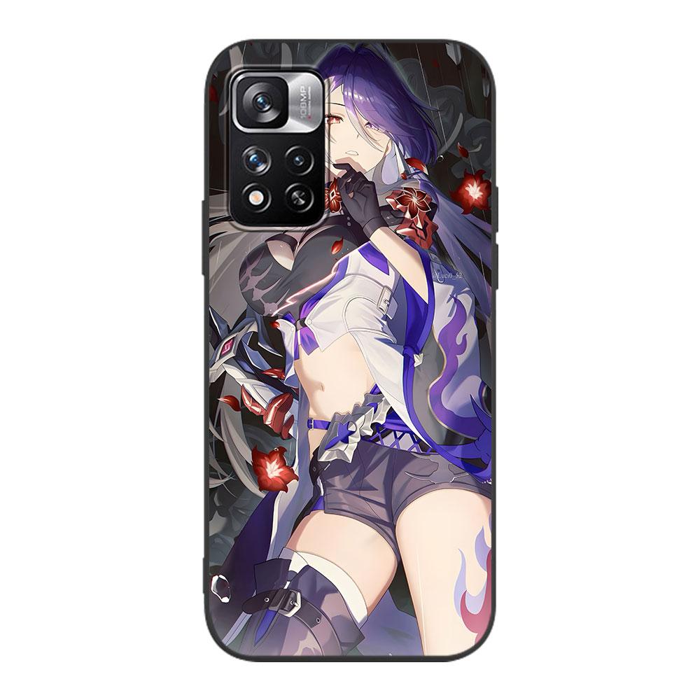 Raiden Bosenmori Mei Case for Xiaomi Redmi 10A 10C 9C 12C 9A 9i 10 12 9 Prime 9T K40 Pro Black Soft TPU Mobile Phone Bag Cover