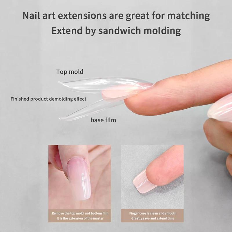 180 Pz/Scatola Sandwich Formine Doppie per Unghie 15 Misure Estensioni-Formine Doppie Coffin Mandorla Formine per Unghie Strumenti per Nail Art da Salone