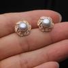 Beautiful Natural Freshwater Pearl Earrings Woman,Cute White Silver 925 Stud Earrings Pearl Wife Girls Birthday Gift White