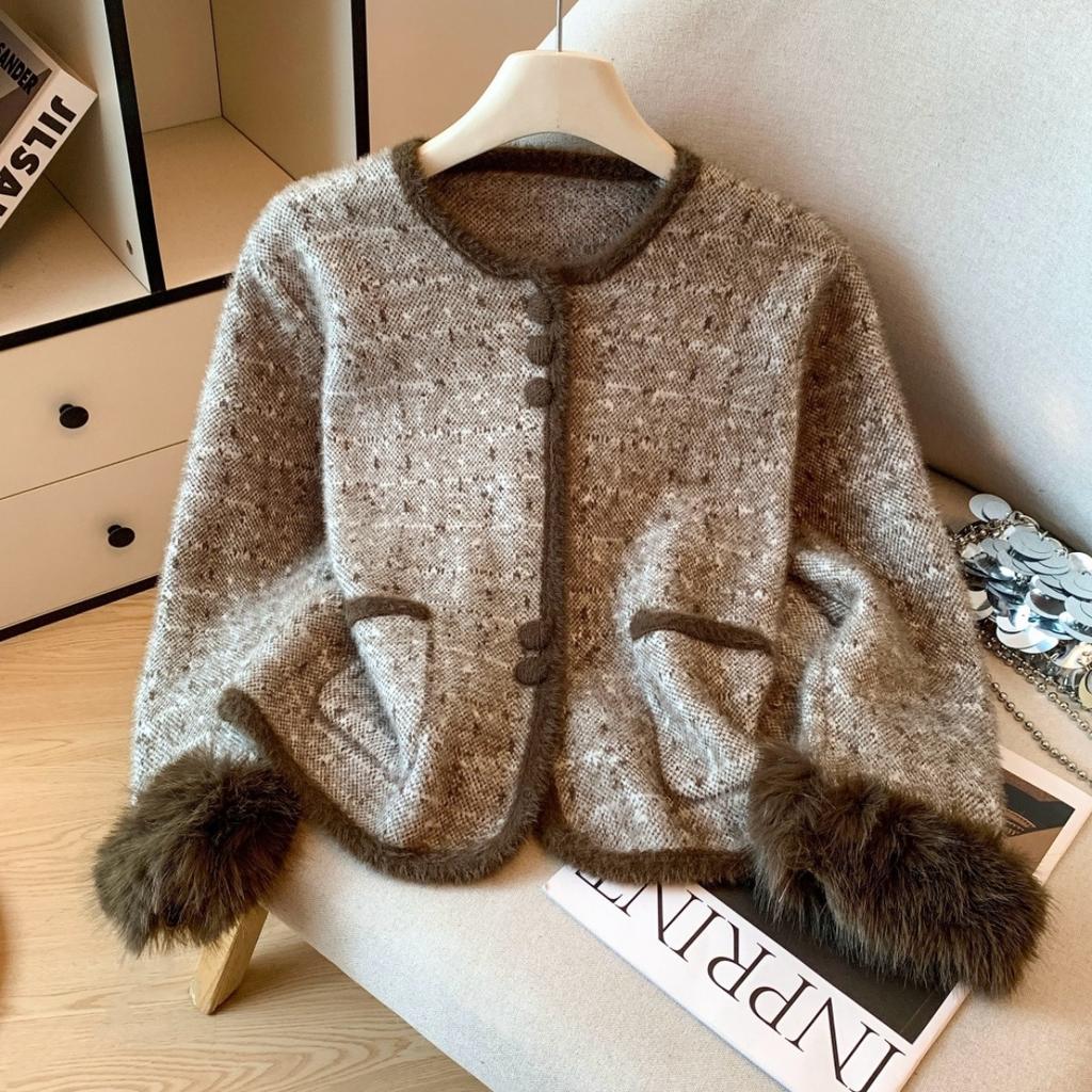 French High-end Fluffy Little Fragrant Jacket for Women's Autumn and Winter New Temperament Outer Cardigan Top