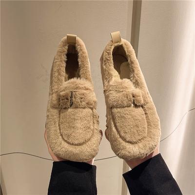 Fashion Women Shearling Flats Furry Lambswool Mocasines Mujer Warm Cotton Shoes Ladies Slip On Sheep Fur Lined Loafers Winter