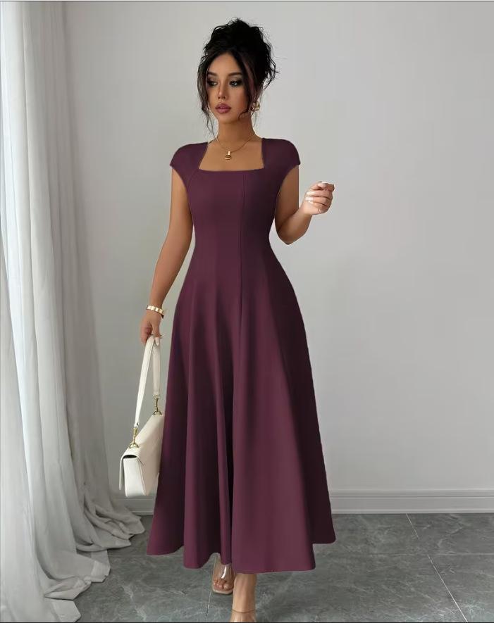 

2026 Elegant European & American Slim-Fit A-Line Dress L каштановий