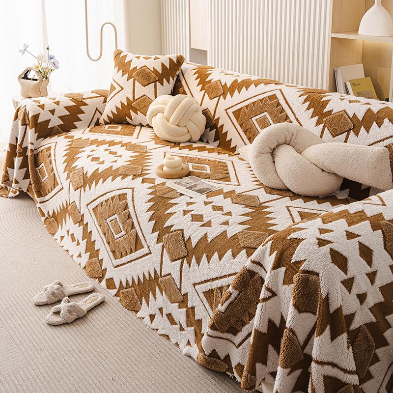 2025 High-End Plush Sofa Towel: Full-Wrap Thickened Cover for Spring & Autumn