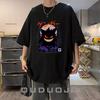 Pokémon Gengar Svart T-shirt Ren Bomull T-shirt Herr 2026 Sommar Mode Oversize Street Casual Y2K Toppar Streetwear Kläder