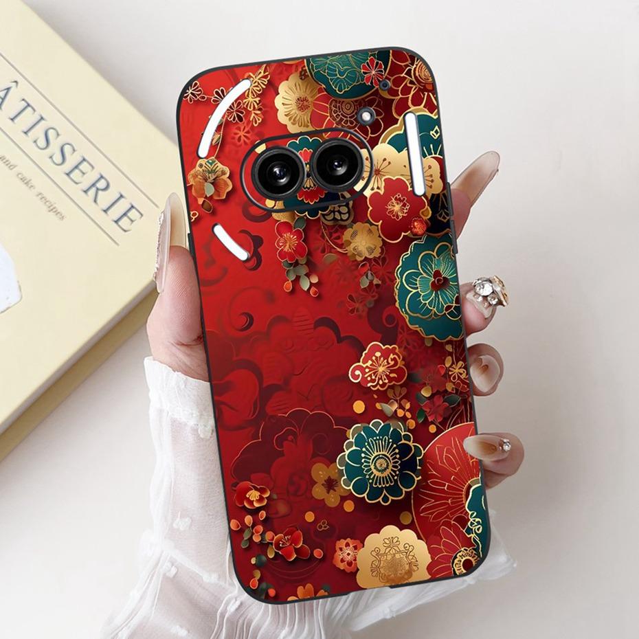Fashion Painting Phone Case For Nothing Phone (2a) Plus Black Silicone Soft Cover For Nothing Phone 2 Phone2a Cases Bumpers