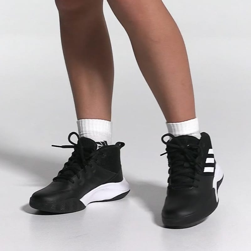 Adidas OwnTheGame K Wide J Mid top Basketball Shoes Black Kids' FV9451