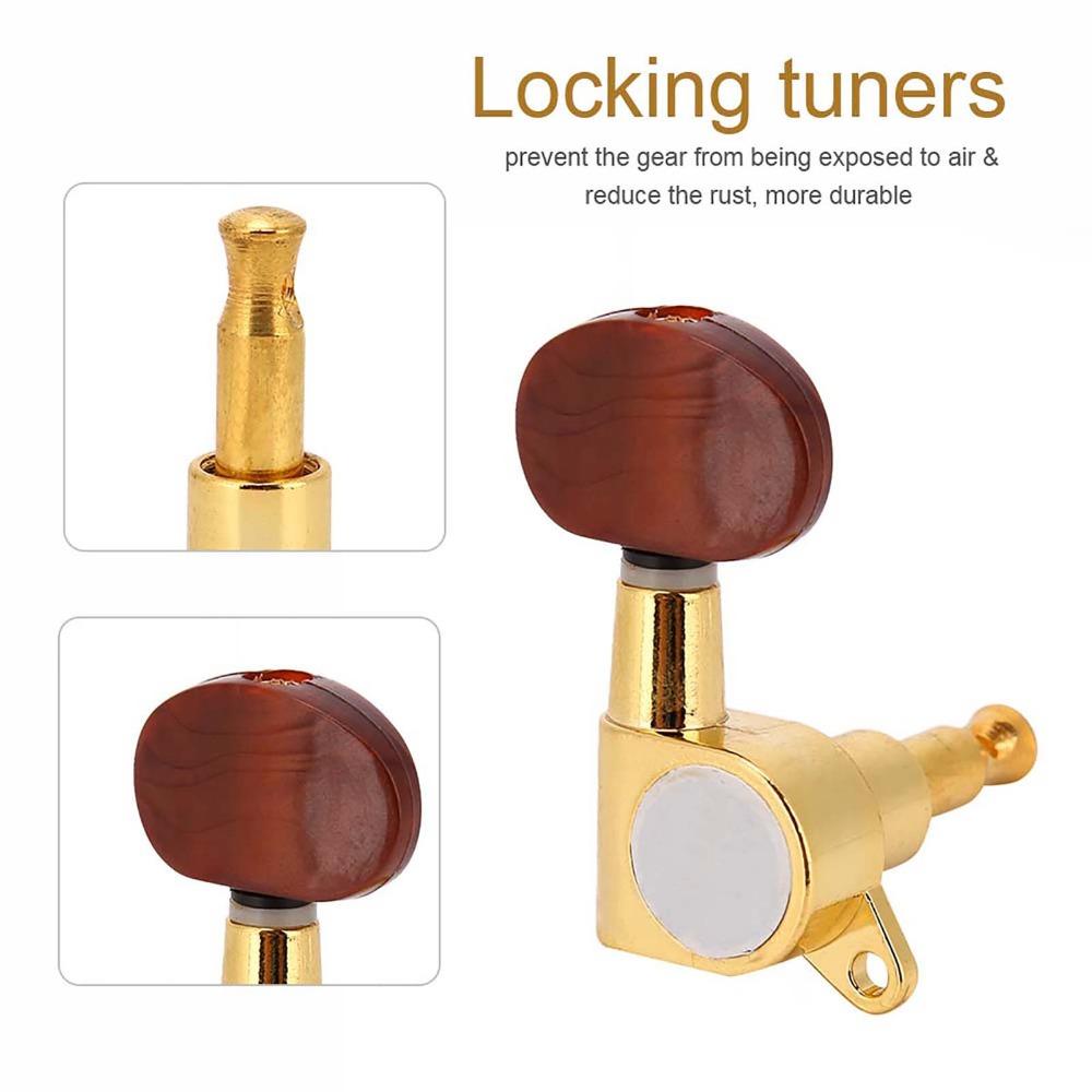 6PCS Semi-Closed 3L3R Tuning Pegs Golden Tuning Keys Professional Guitar Tuning Pegs Guitarists
