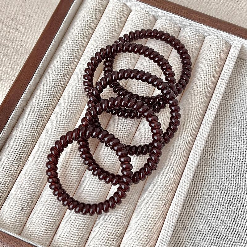 5Pcs Fashion Solid Thin Phone Cord Headband High Elasticity Simple and Durable Rubber Band Women's Ponytail Hair Rope Headwear
