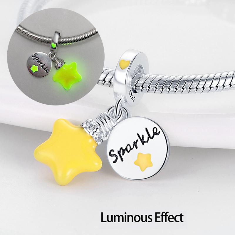 Twelve Constellations Star Sign Copper Vintage Zodiac Beads Fluorescent Charms Fit Original Bracelet