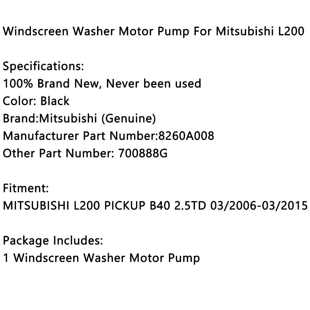 Artudatech Windscreen Washer Motor Pump 8260A008 For Mitsubishi L200