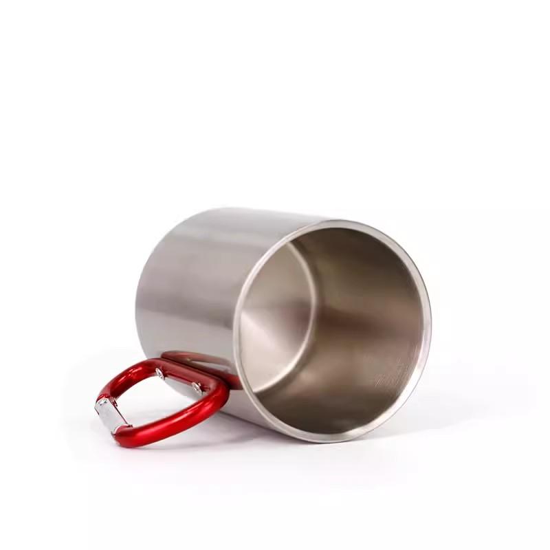 Kubek z Karabińczykiem DIY 300ML Personalizowane Logo Zdjęcie Tekst Stal Nierdzewna Kubek z Haczykiem Turysta Outdoor Kemping Podróżny Przenośny Pojemnik