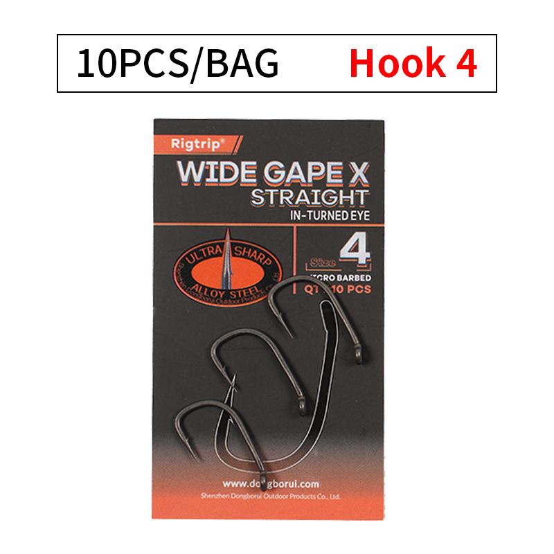 10pcs Carp Fishing Wide Gape Hook PTFE Coating Micro Bard High Carbon Steel Size 2 4 6 For Carp Fishing Hair Rig