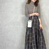 Autumn and Winter New High Lapel Long-sleeved Woolen Top + Plaid Half Skirt Two-piece Set