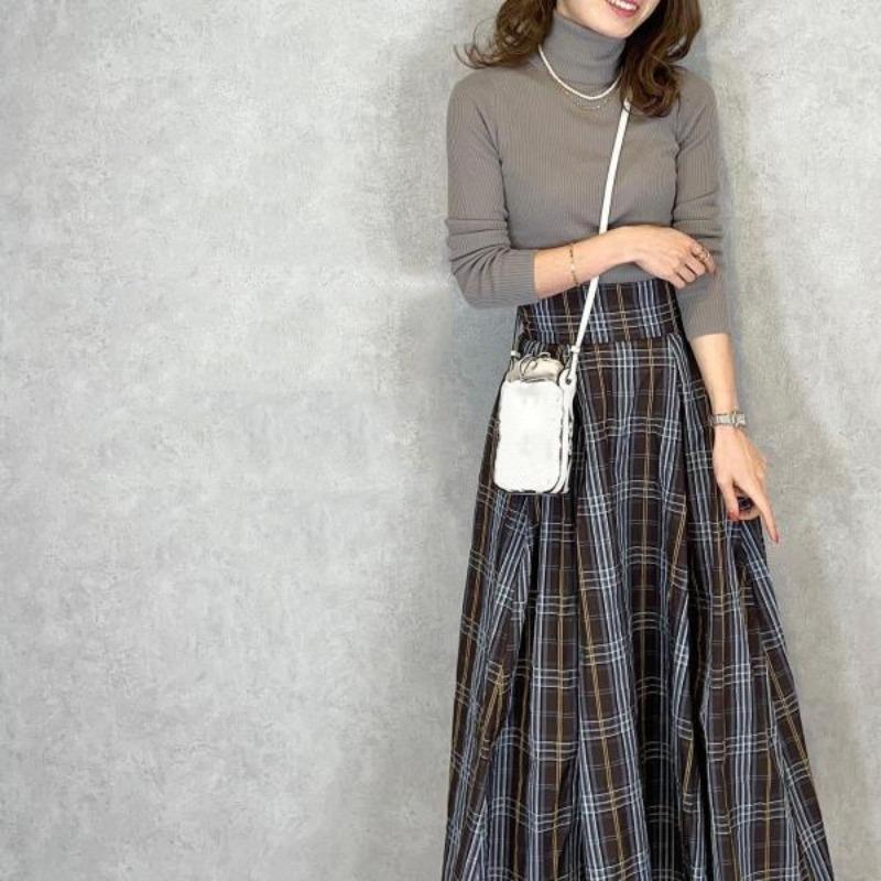 Autumn and Winter New High Lapel Long-sleeved Woolen Top + Plaid Half Skirt Two-piece Set