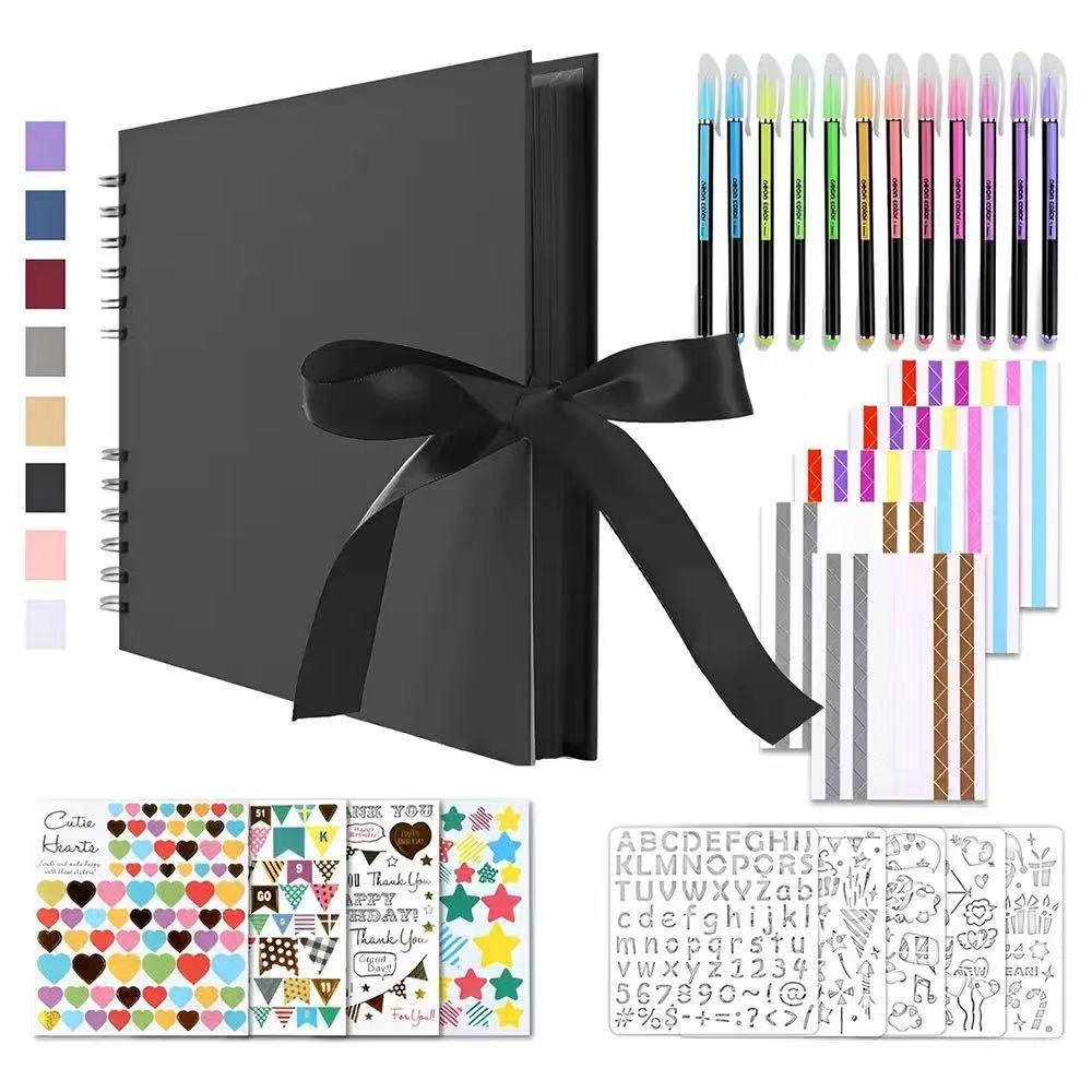 Creative Photo Album and Scrapbook Set with Bows, Doodles, and Souvenir Pages