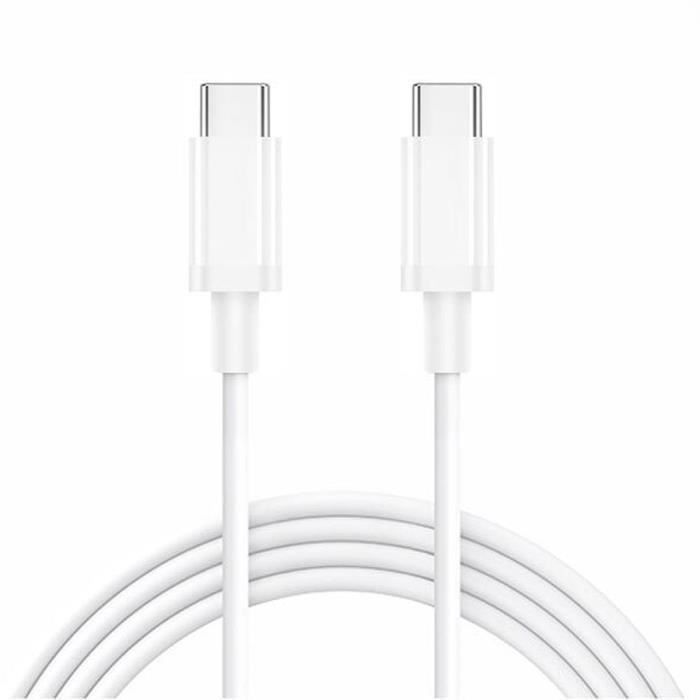 Câble USB-C vers USB-C Compatible avec iPhone 17 Pro, iPhone 17 Pro Max, iPhone 16, iPhone 16e - Blanc 1M