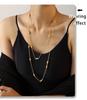 European & American Long Double-Layered Beaded Sweater Chain, Titanium Steel Clavicle Chain for Women, Simple & Versatile Design