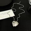 Exaggerated Personality Sliver Color Stereo Bright Surface Heart Shape Pendant Necklace for Women Korean Simple Jewelry Gifts