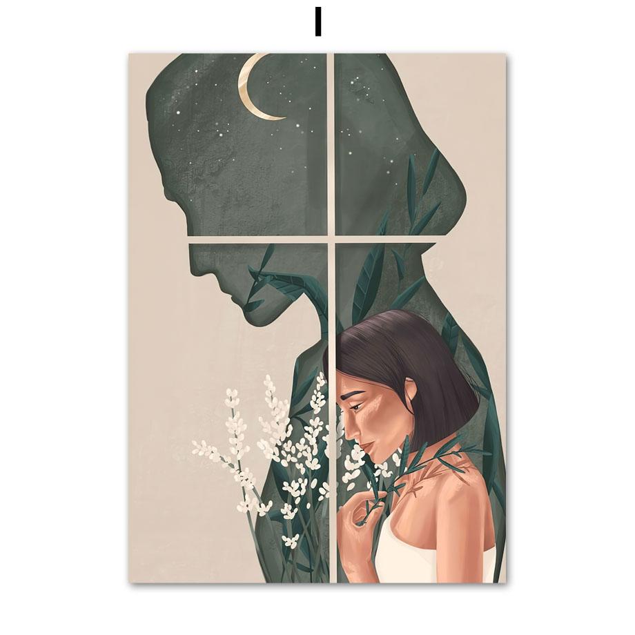 Abstrakte Frau mit Vision Musik Körper inneren Frieden Wand Kunstdruck Leinwand Malerei Nordic Poster Dekor Bilder für Wohnzimmer