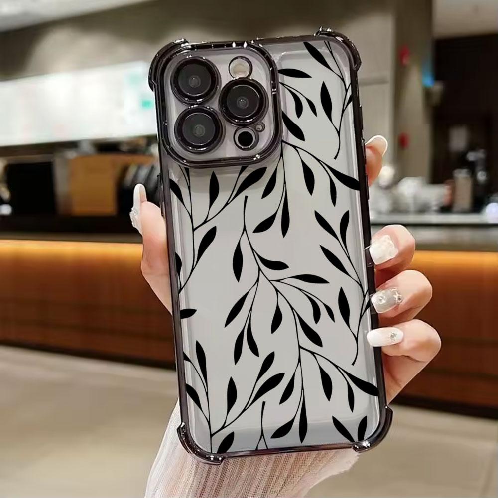 

Leaf Flower Butterfly Line Art Phone Case for iPhone 17E 11 13 15 16 17 Pro Max 14 Plus Air 16E 13 Pro 12 17Pro Soft Clear Cover iPhone 11Pro Max