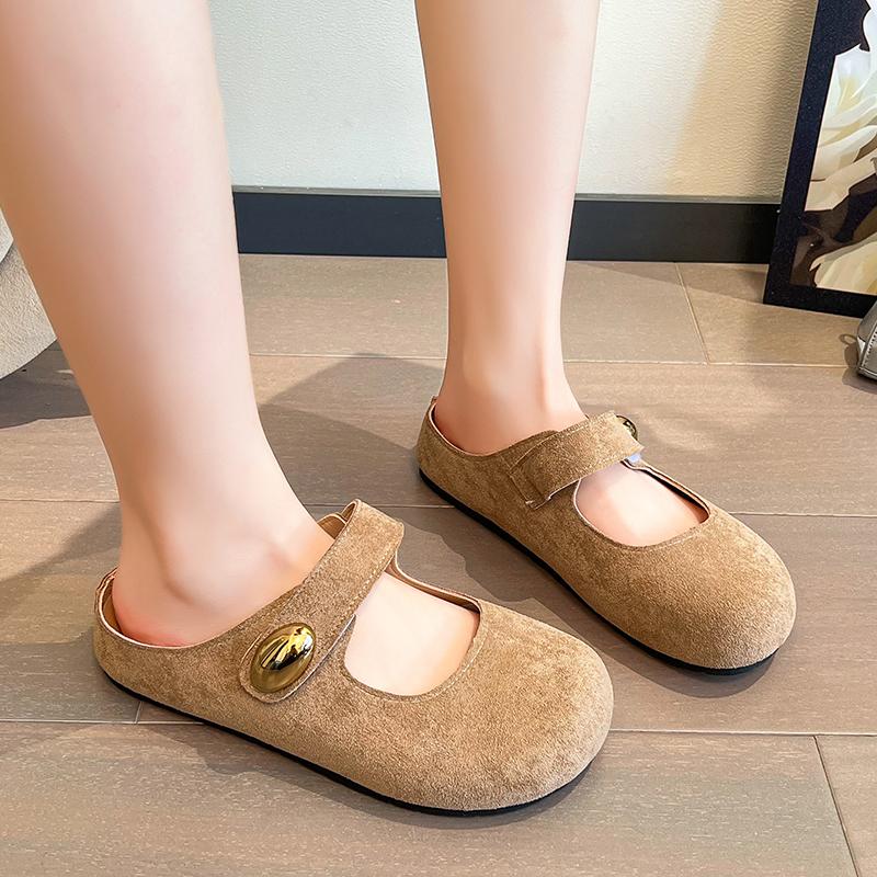 Spring/Summer New Style Mary Jane Sandals, French-style Soft-soled Slippers, Lightweight Anti-slip Head-encased Half-Flip Flops