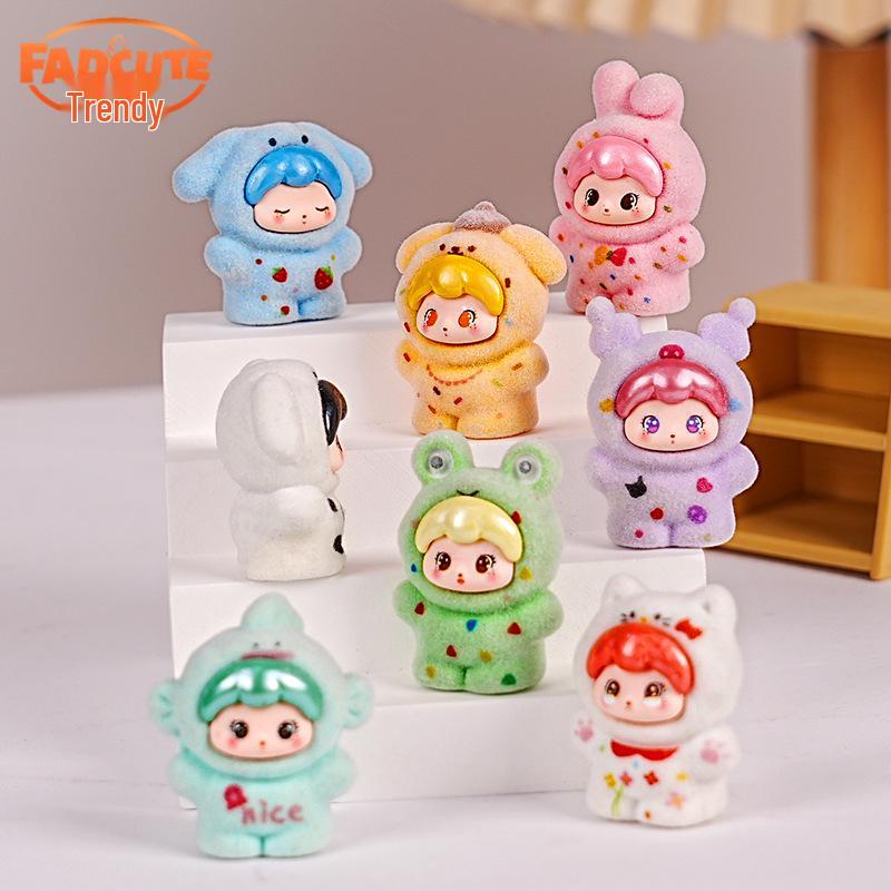 New 3D Flocking DIY Blind Box with Cute Resin Doll Ornaments